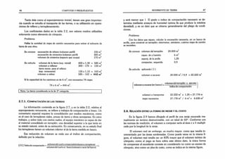 46 CÓMPUTOS Y PRESUPUESTOS
Tanto éste como el esponjamiento inicial, tienen una gran importan­
cia cuando se estudia el transporte de las tierras, o su utilización en opera­
ciones de relleno y terraplenamiento.
Los coeficientes dados en la tabla 2.2, son valores medios utilizables
solamente como elemento de cómputo.
Problema:
Hallar la cantidad de viajes de camión necesarios para retirar el sobrante de
tierra de una obra:
Se calcula:
excavación de sótano (volumen perfil) 150
3
m
excavación de cimientos (volumen perfil) 300 m3
volumen de cimientos (espacio que ocupa) 170 m3
volumen de la tierra (esp. inicial) 450 x 1,30 _ 585 m3
volumen a rellenar 300- 170 = 130
3
m
tierra neces. para el relleno
(esp. remanente) 130 x 1,10 = 143
3
m
volumen a retirar 585- 143 = 442
3
m
Si la capacidad de los camiones es de 6 m3, son necesarios 74 viajes.
74 x 6 m3 = 444 m3.
Nota: La tierra considerada es la de 3a categoría.
2 .7 .1 . COMPACTACIÓN DE LAS TIERRAS
La información contenida en la figura 2.7, y en la tabla 2.2, relativa al
esponjamiento remanente, se refiere a trabajos de compactación a brazo. Un
comentario especial requiere la consolidación por medios mecánicos, como
es el caso de terraplenes viales, presas de tierra y obras semejantes. En estos
trabajos, y sobre todo con ciertos suelos, el equipo mecánico es capaz de dar
al material consolidado en terraplén, una densidad superior a la que tenía en
su estado natural, antes de su extracción. En consecuencia, en su estado final
los terraplenes tienen un volumen inferior al de la tierra medida en banco.
Esa reducción de volumen se mide por el índice de compactación,
definido por la relación:
[ 1 ] índicede compactacón = m,umendel suelocompactado^olumena terraplena-) < 1
volumendel sueloen banco (volumena sacardel banco)
MOVIMIENTO DE TIERRA 47
y será menor que 1 El grado o índice de compactación necesario se de­
termina mediante ensayos de humedad óptima (la que produce la máxima
densidad), y es un dato que se obtiene generalmente del pliego de condi­
ciones.
Problema:
Con los datos que siguen, calcular la excavación necesaria, en un banco de
arcilla, para construir un terraplén: determinar, asimismo, cuántos viajes de camión
se necesitan.
Se conoce: volumen del terraplén 20.000 m3
capac. de c/camión 6 m3
esponj. de la arcilla 1,25
compactac. requerida 0,9
Se calcula: aplicando [ 11
volumen a excavar20.000 m3/ 0,9 = 22.222 m3
. . . volumen del terraplen a ejecutar)
volumen a excavar (en banco) = -------------------------- |
índice de compactacion j
volumen a transportar 22.222 m3 x 1,25 = 27.778 m
viajes necesarios 27.778 m3 / 6 m3 = 4.630 m3
2 .8 . R e l a c ió n entre la f o r m a d e m e d ir y el c o s t o
En la figura 2.9 hemos dibujado el perfil de una zanja excavada ma­
nualmente en terreno desmoronable, con un talud de 60°. Conforme con
las normas de medición, el volumen a computar sería el área c x h multipli­
cada por la longitud de la zanja.
El volumen real sin embargo, es mucho mayor, como que resulta in­
crementado por las áreas sombreadas. Como puede verse en la misma fi­
gura, el volumen real resulta ser un 83% mayor que el volumen teórico de
cómputo; como el pago se hara sobre este último dato, la única forma
de compensar el excedente consiste en considerarlo no como un exceso de
cómputo, sino como un plus de costo, como se indica en la misma figura.
 