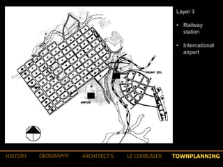 Layer 3
• Railway
station
• International
airport
TOWNPLANNINGHISTORY GEOGRAPHY ARCHITECT’S LE CORBUSIER
 