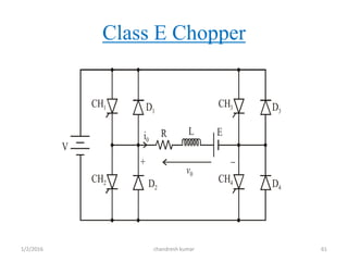 Class E Chopper
V
v0
i0
L ER
CH2 CH4D2 D4
D1 D3
CH1 CH3
+ 
chandresh kumar1/2/2016 61
 