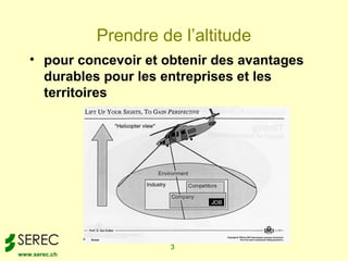 Prendre de l’altitude
   • pour concevoir et obtenir des avantages
     durables pour les entreprises et les
     territoires




                         3
www.serec.ch
 