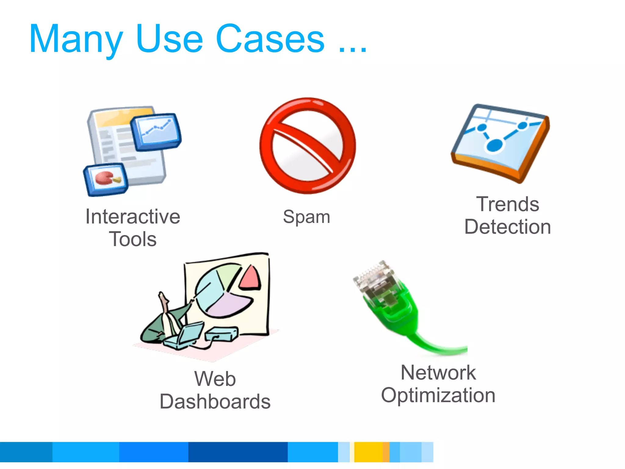 Many Use Cases ...



                                       Trends
  Interactive          Spam
                                      Detection
     Tools




             Web               Network
          Dashboards          Optimization

                                    Google Developer Day 2010
 