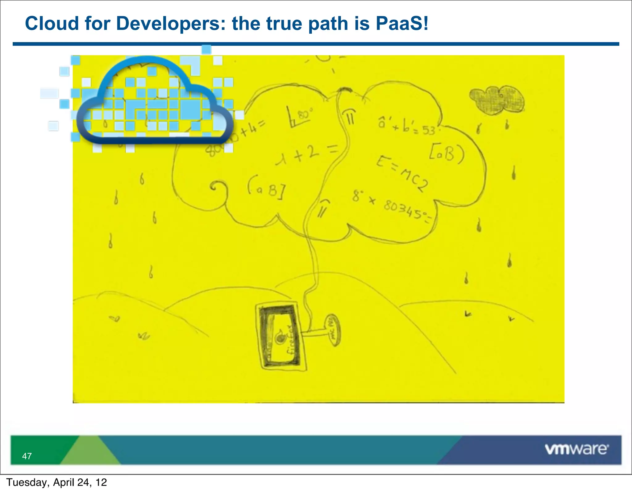 Cloud for Developers: the true path is PaaS!




   47


Tuesday, April 24, 12
 