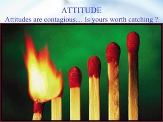 ATTITUDE Attitudes are contagious… Is yours worth catching ? 