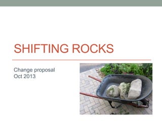 SHIFTING ROCKS
Change proposal
Oct 2013
 