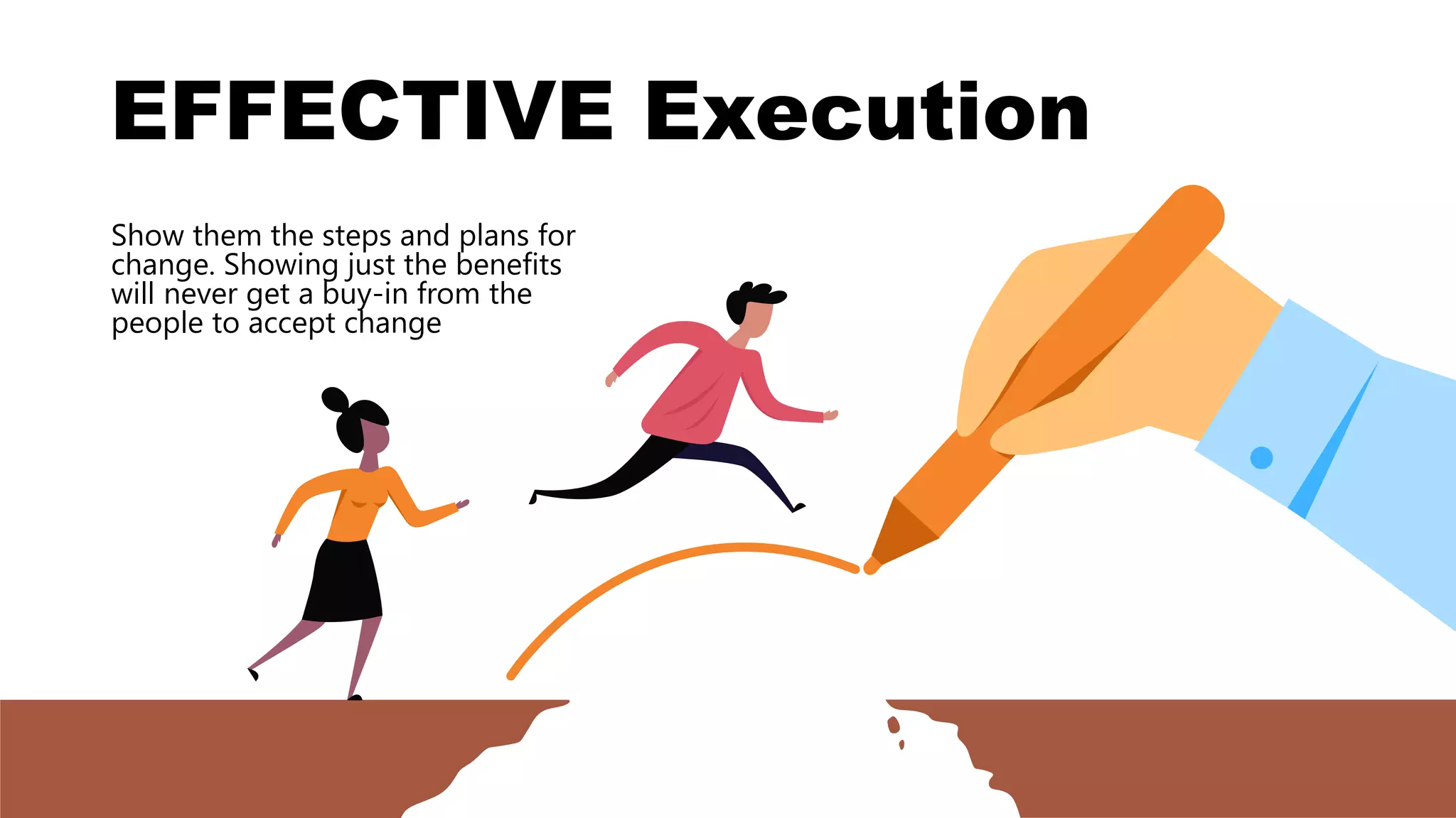 Show them the steps and plans for
change. Showing just the benefits
will never get a buy-in from the
people to accept change
EFFECTIVE Execution
 