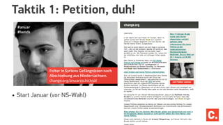 Taktik 1: Petition, duh!
• Start Januar (vor NS-Wahl)
 