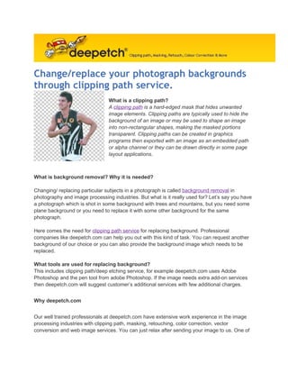 Change replace-your-photograph-backgrounds-through-clipping-path-service