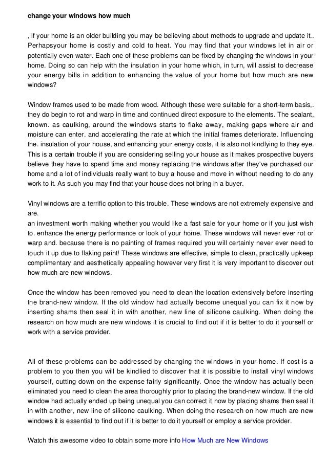 Change Your Windows How Much are New Windows