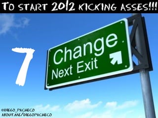 To start 2012 kicking asses!!!




   7
@diego_pacheco
about.me/diegopacheco
 