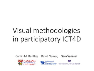 Visual methodologies
in participatory ICT4D
Caitlin M. Bentley, David Nemer, Sara Vannini
 