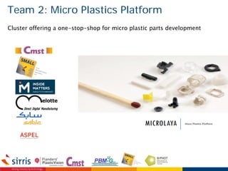 Team 2: Micro Plastics Platform
Cluster offering a one-stop-shop for micro plastic parts development
 