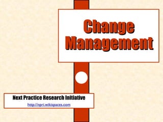 Next Practice Research Initiative http:// npri.wikispaces.com Change Management 