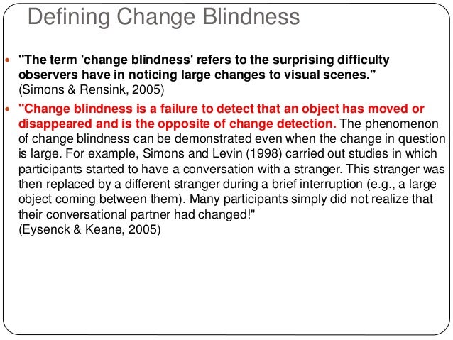The Detection Of Change Blindness