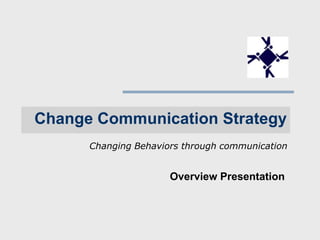 Change Communication Strategy
Changing Behaviors through communication

Overview Presentation

 