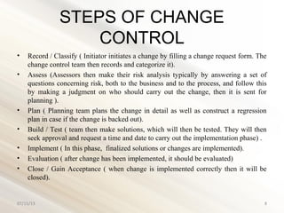 Change control | PPT | Business Administration | Business