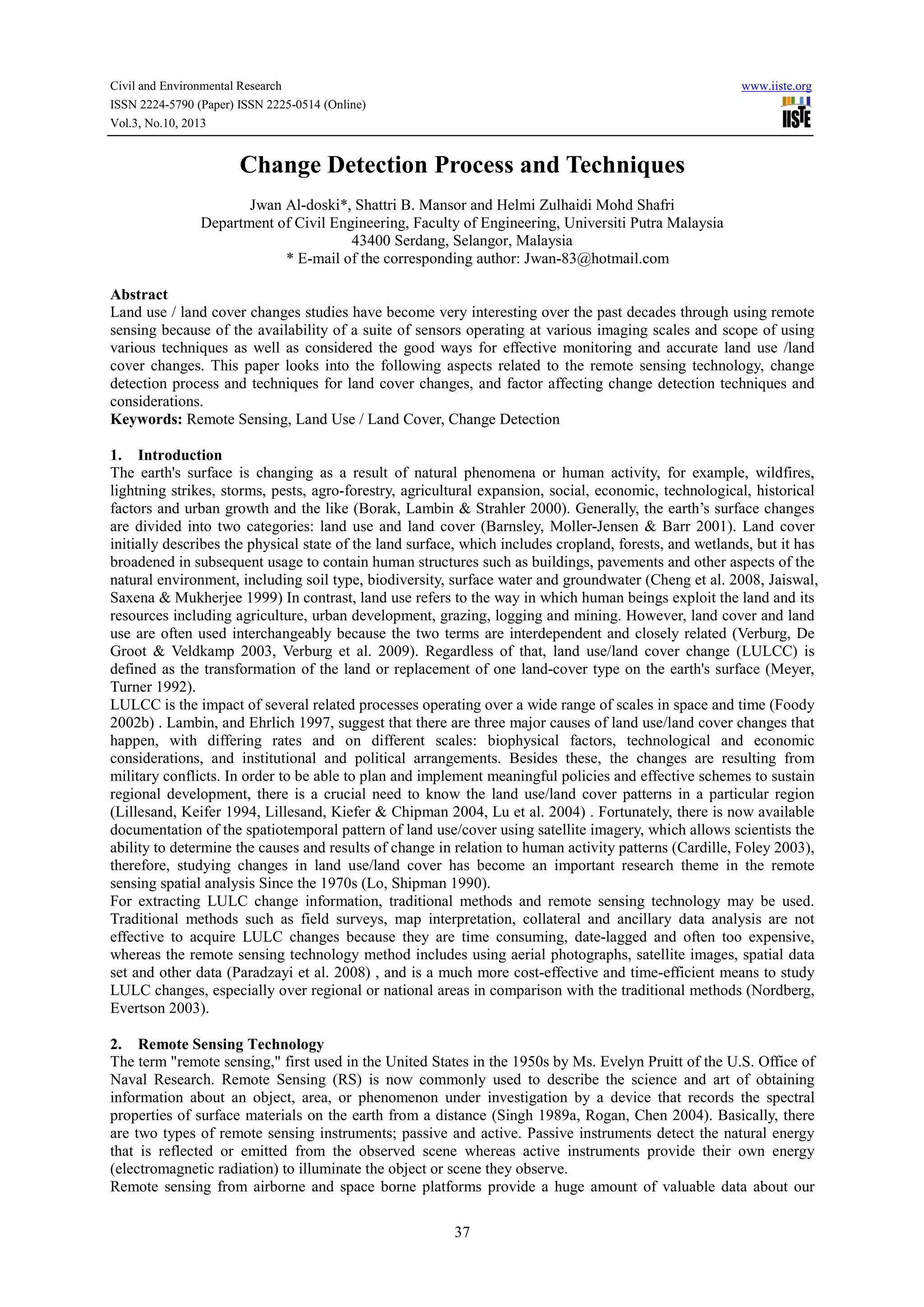 Change detection process and techniques | PDF