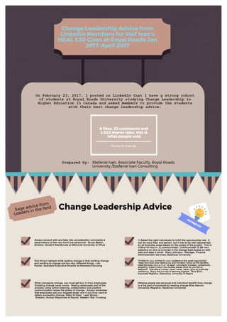 Change leadership advice from linked in