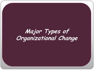 Major Types of
Organizational Change
 
