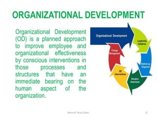 ORGANIZATIONAL DEVELOPMENT
Organizational Development
(OD) is a planned approach
to improve employee and
organizational ef...