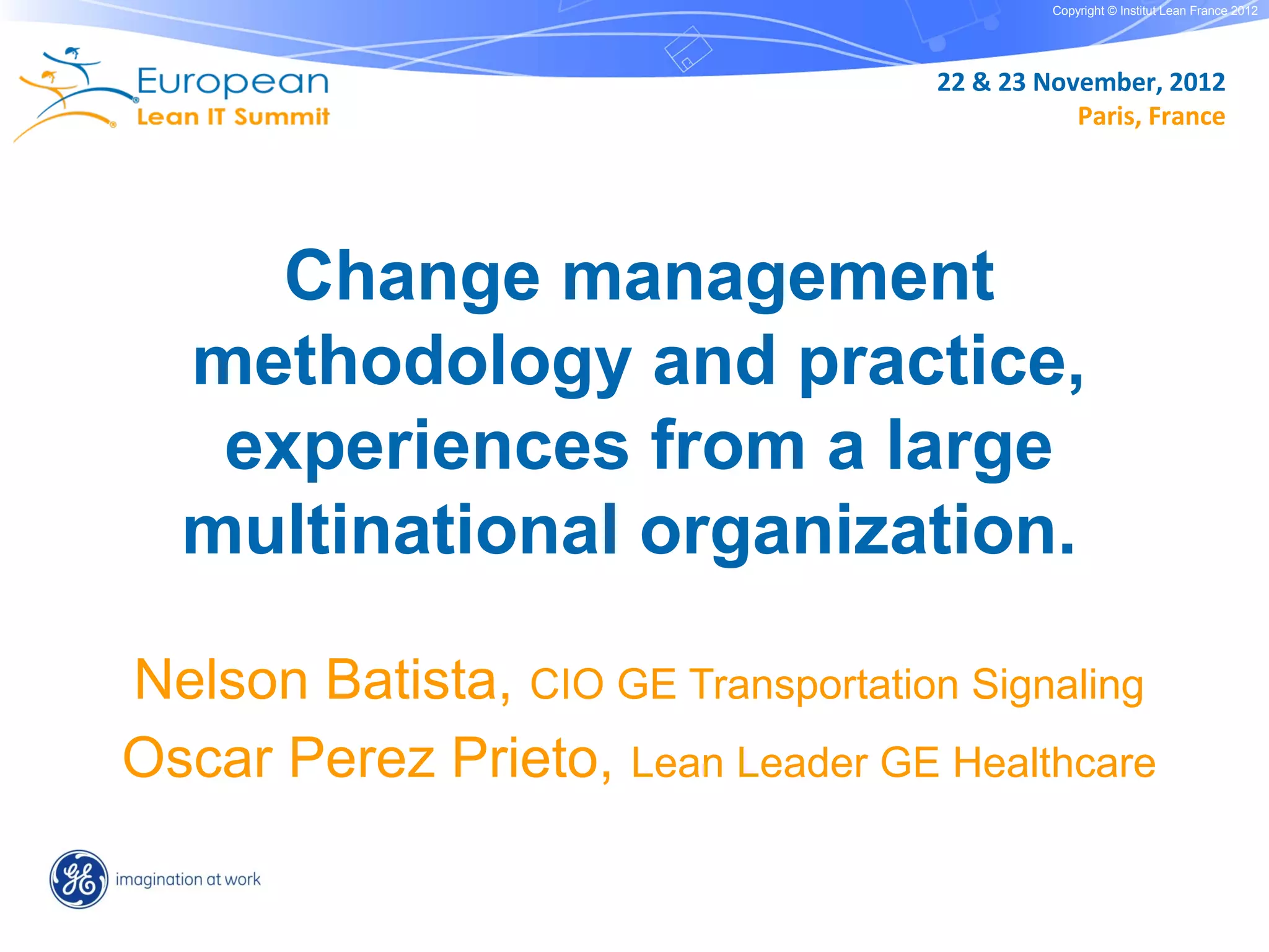GE Healthcare case study at the European Lean IT Summit | PPS