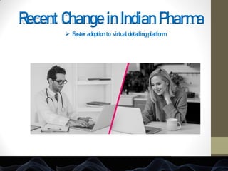  Faster adoption to virtual detailing platform
Recent Change in Indian Pharma
 