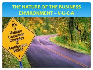 THE NATURE OF THE BUSINESS
ENVIRONMENT – V-U-C-A
 