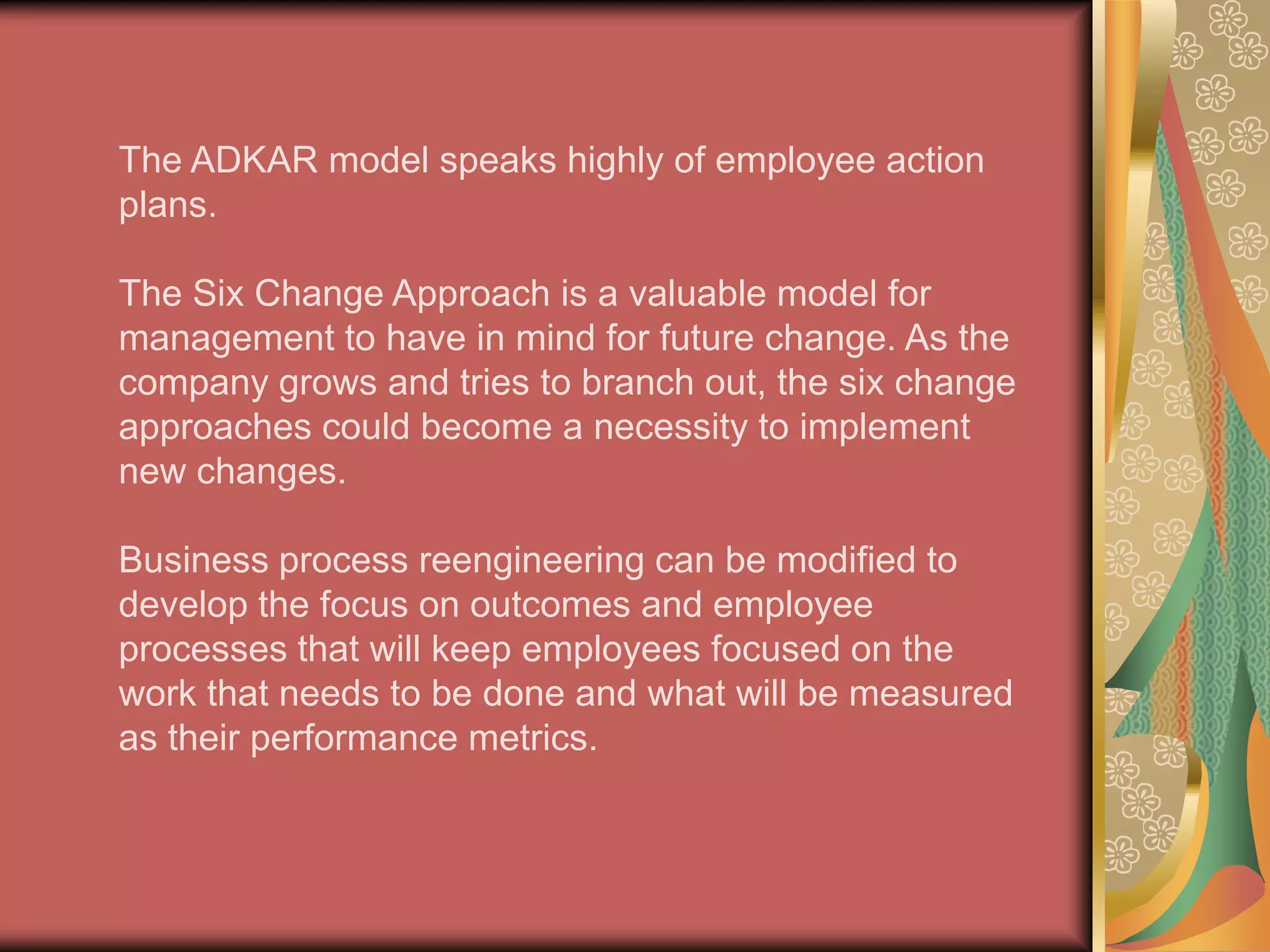 "Key success factors take the form of human and business processes as they evolve to help move a company forward. Organizations and people are dependent upon each other for survival. People contribute ideas, energy and talent to the organization while benefiting from the job, pay and careers provided by the company. Each individual plays an important role in productivity, quality and image. It is management's job to ensure that employees are focused on the vision of the company and change occurs when required." (Forrer, 2006)