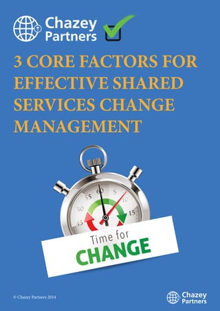 3 CORE FACTORS FOR
EFFECTIVE SHARED
SERVICES CHANGE
MANAGEMENT
© Chazey Partners 2014
 