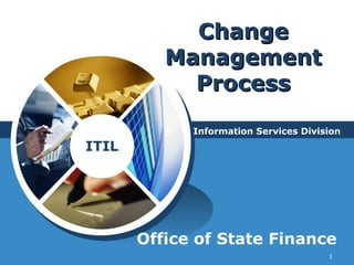 ITIL
1
ChangeChange
ManagementManagement
ProcessProcess
Office of State Finance
Information Services Division
 