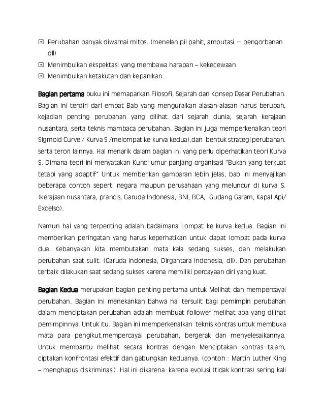 Change manajemen perubahan dan harapan resensi