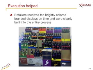 Execution helped

   Retailers received the brightly colored
   branded displays on time and were clearly
   built into the entire process




                                               27
 