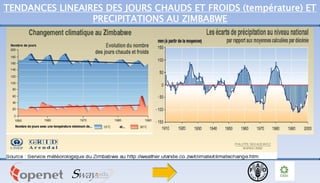 TENDANCES LINEAIRES DES JOURS CHAUDS ET FROIDS (température) ET
PRECIPITATIONS AU ZIMBABWE
 