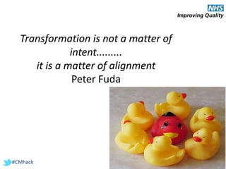 #CMhack#CMhack
Transformation is not a matter of
intent.........
it is a matter of alignment
Peter Fuda
 