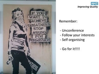 #CMhack
Remember:
- Unconference
- Follow your interests
- Self organising
- Go for it!!!!
 