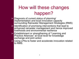 On integrated rainwater management strategies – technologies, institutions and policies