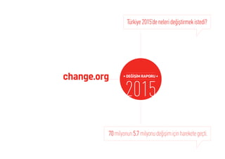 2015
DEĞ Ş M RAPORU
70milyonun5.7milyonudeğişimiçinhareketegeçti.
Türkiye2015’denelerideğiştirmekistedi?
 