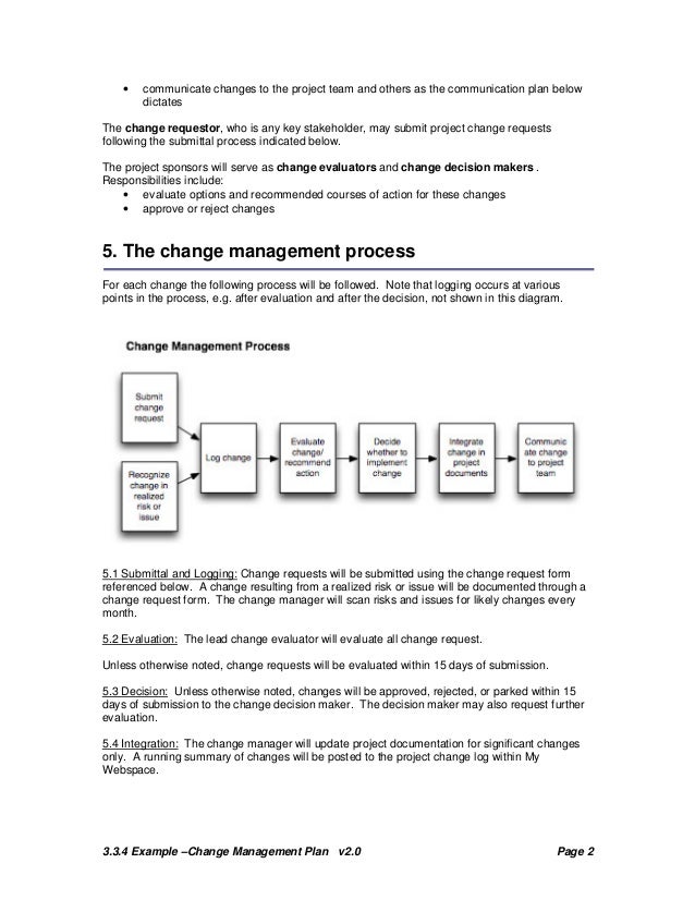 change plan template and example change management example
