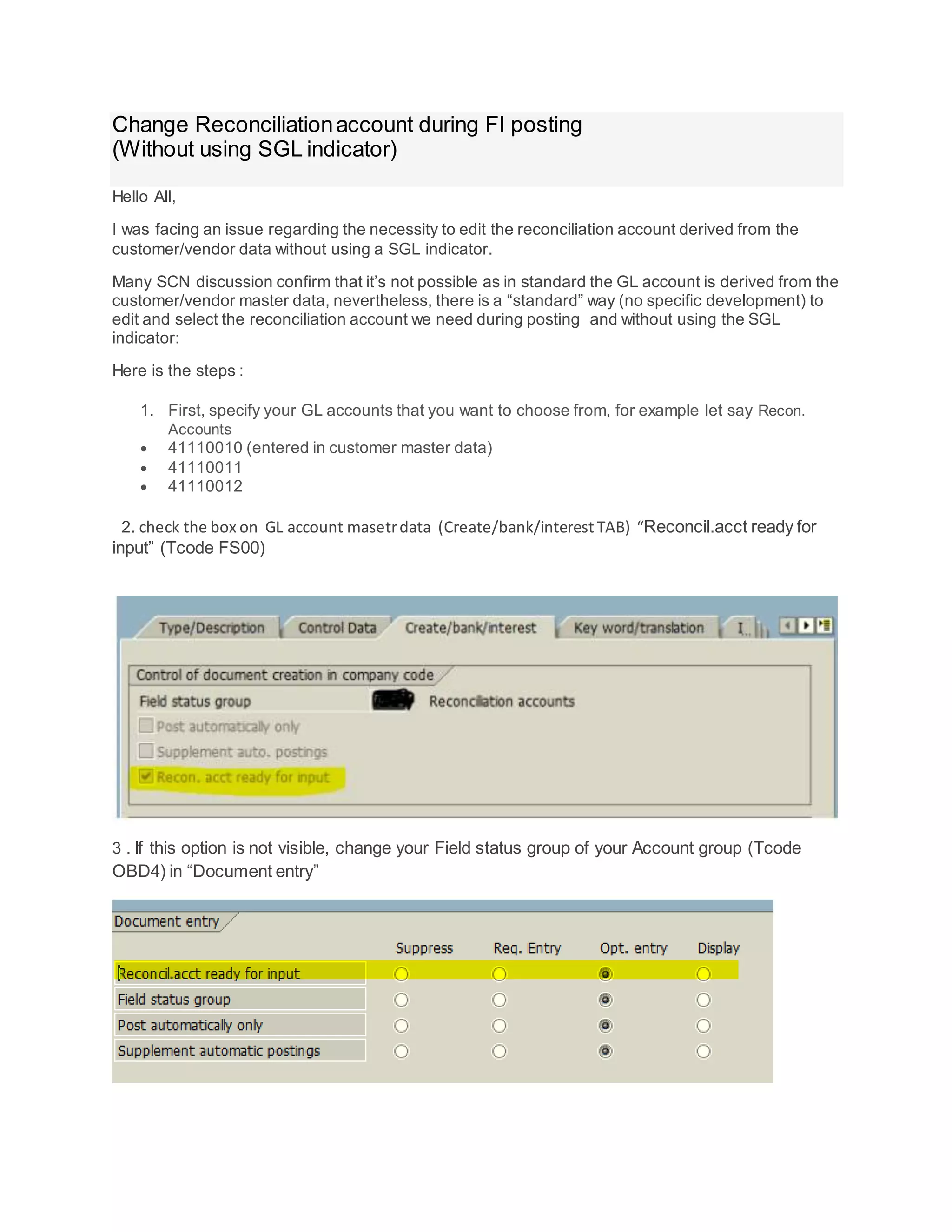 Change reconciliation account during fi posting | DOCX