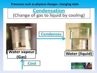 Processes such as physical changes- changing state
 