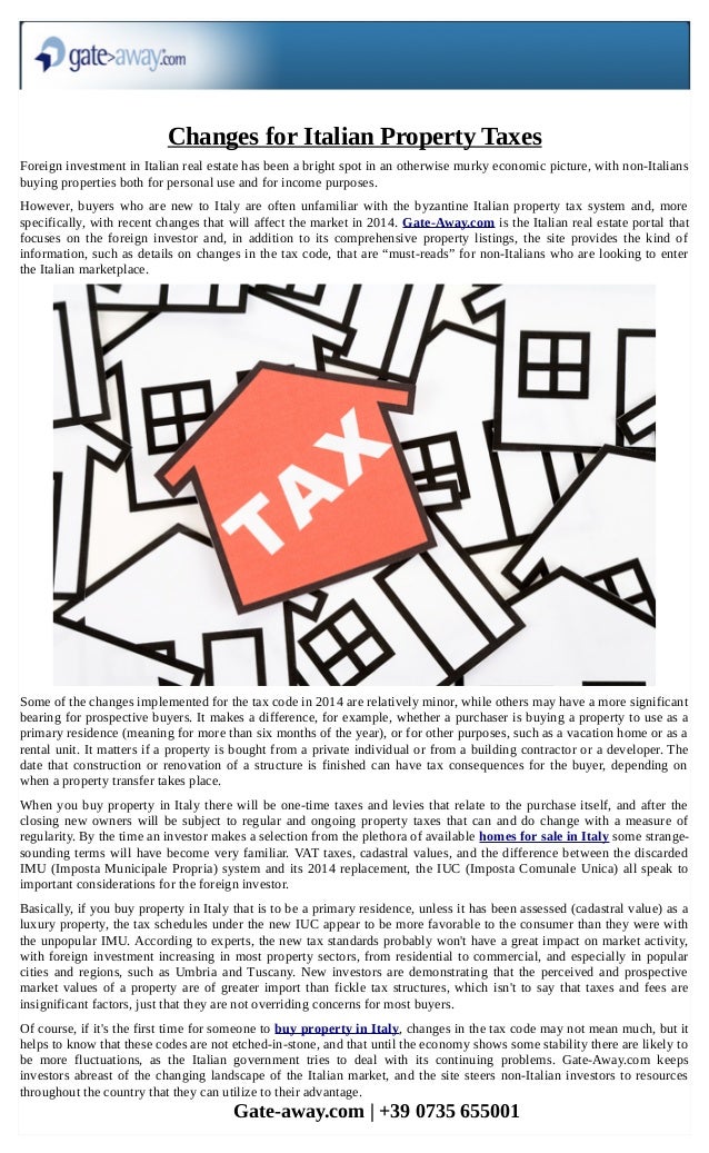 Changes for italian property taxes