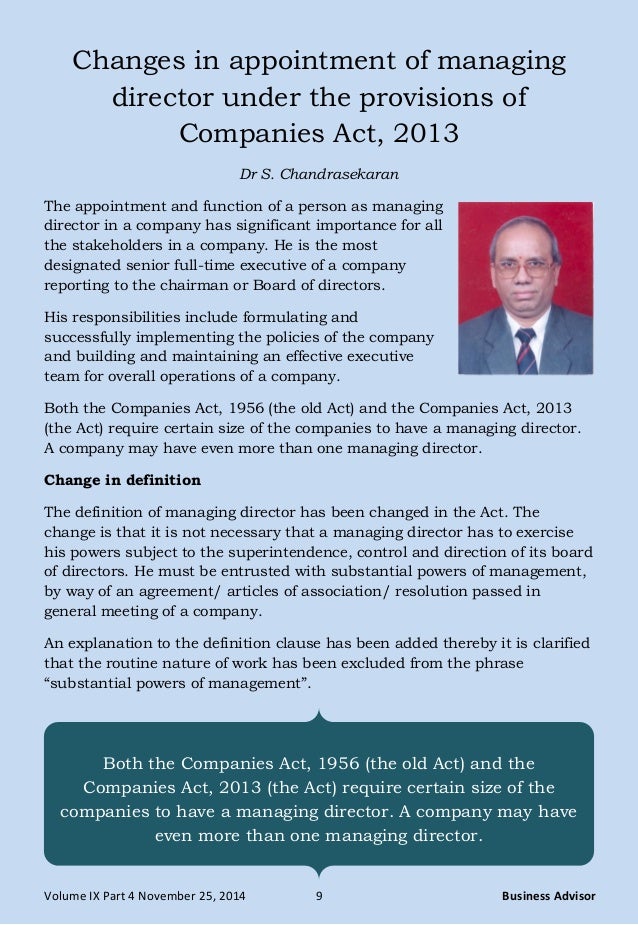 appointment letter of director companies act 2013 changes in appointment of managing director the appointment letter of director companies act 2013 changes in appointment of managing director the