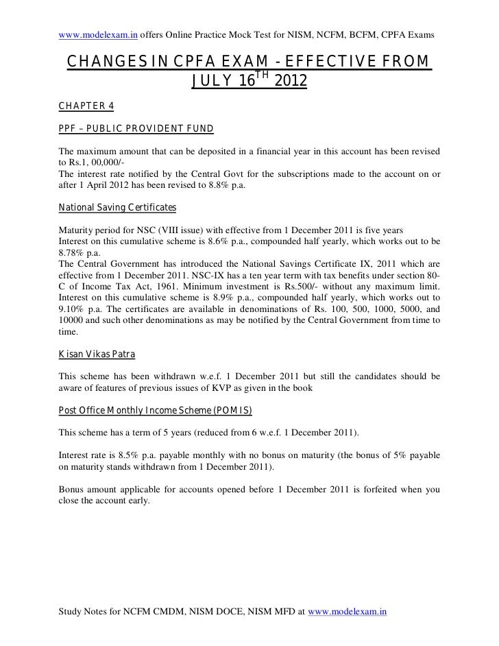 Changes in CERTIFIED PERSONAL FINANCIAL ADVISOR EXAM Effective from j…