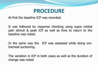 Changes in icp following response checking in icu