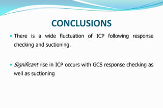 Changes in icp following response checking in icu