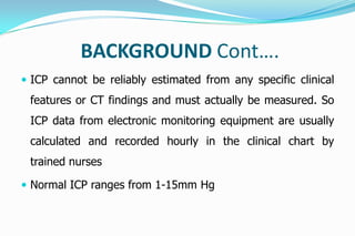 Changes in icp following response checking in icu