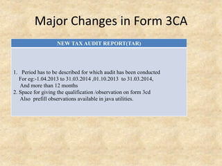 Form 3ca Format Changes in tax audit report | PDF