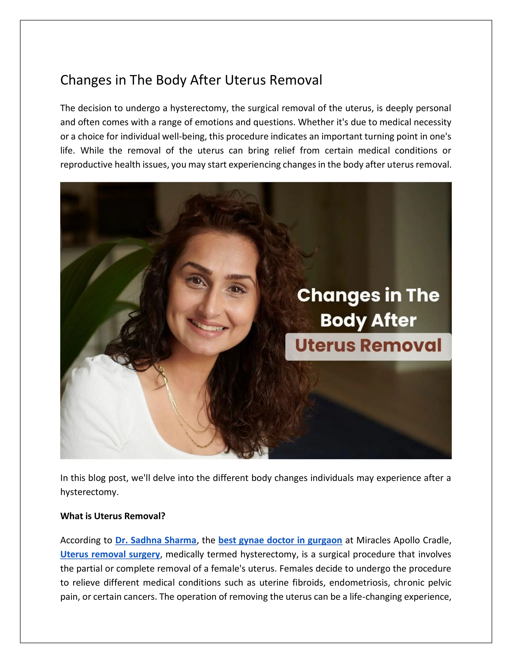 Changes in The Body After Uterus Removal PDF