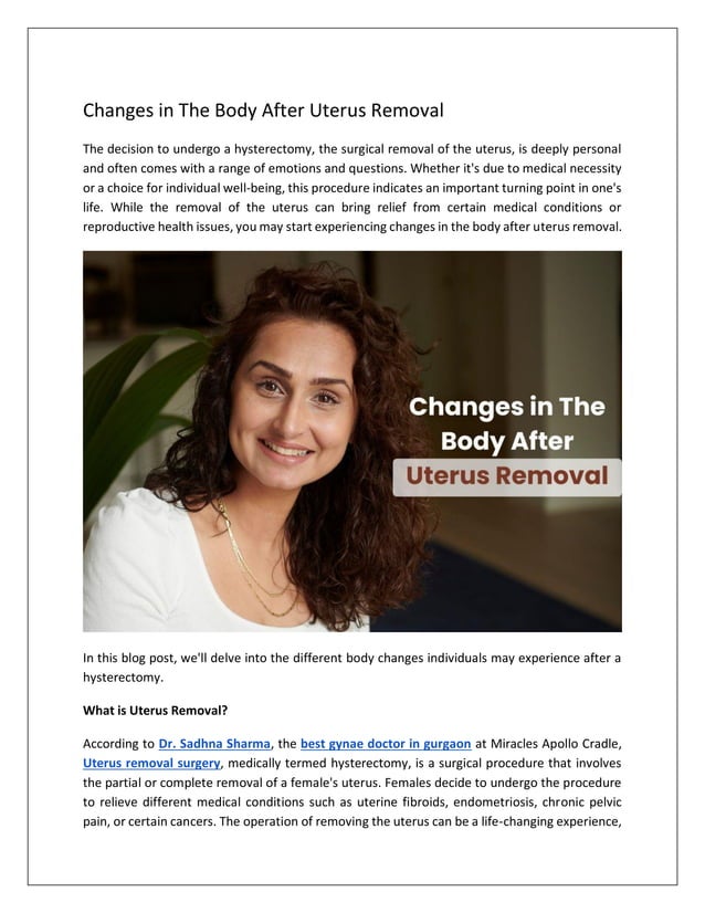 Changes in The Body After Uterus Removal PDF