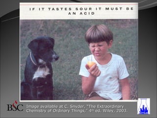 Image available at C. Snyder, “The Extraordinary
Chemistry of Ordinary Things,” 4th ed. Wiley, 2003.
 