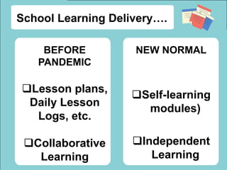 Changes or improvement of the school learning delivery in the new ...